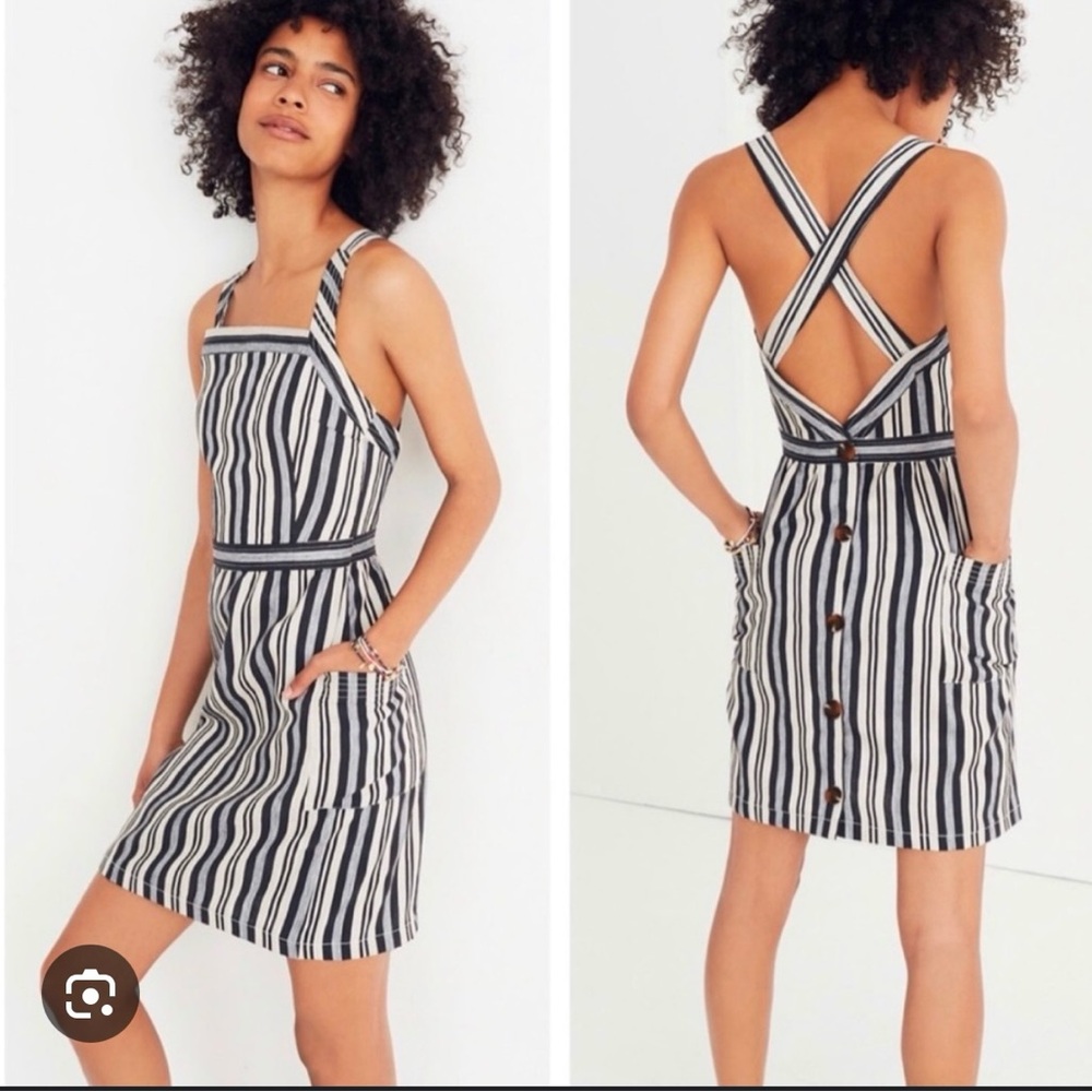Madewell Black and White Striped Mini Dress- Size 2